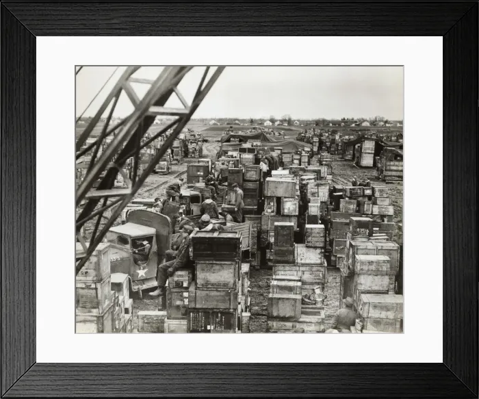 Framed Print : German Prisoners of War Unload Wooden Crates in the Open? Framed Print : German Prisoners of War Unload Wooden Crates in the Open?