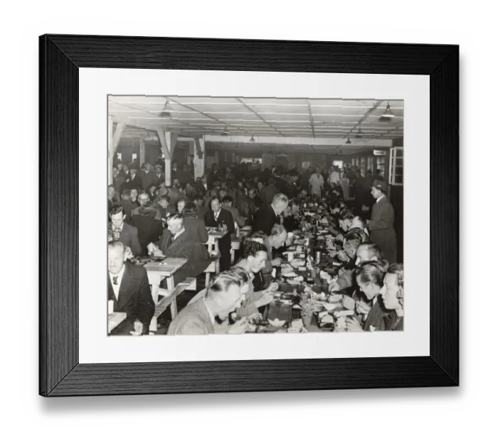 Framed Print : German Men and Women Eating Meals at the Headquarters of? Framed Print : German Men and Women Eating Meals at the Headquarters of?