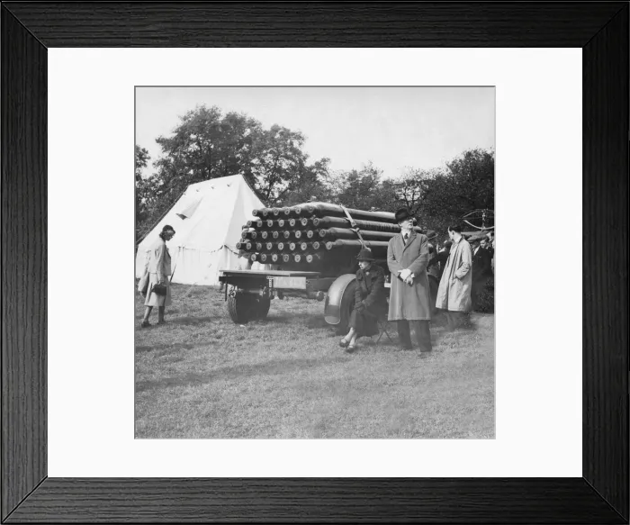 Framed Print : Barrage-Balloon Gas Acnnisters on the Back of a Truck in? Framed Print : Barrage-Balloon Gas Acnnisters on the Back of a Truck in?