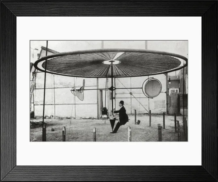 Framed Print : Pilot Sitting in the Cockpit of an Early Flying Machine Framed Print : Pilot Sitting in the Cockpit of an Early Flying Machine