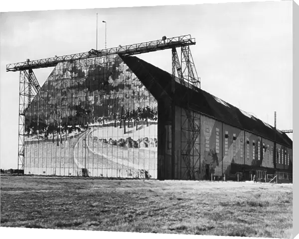 Airship Hangar in 1918 with Huge Landscape Artwork Paint?