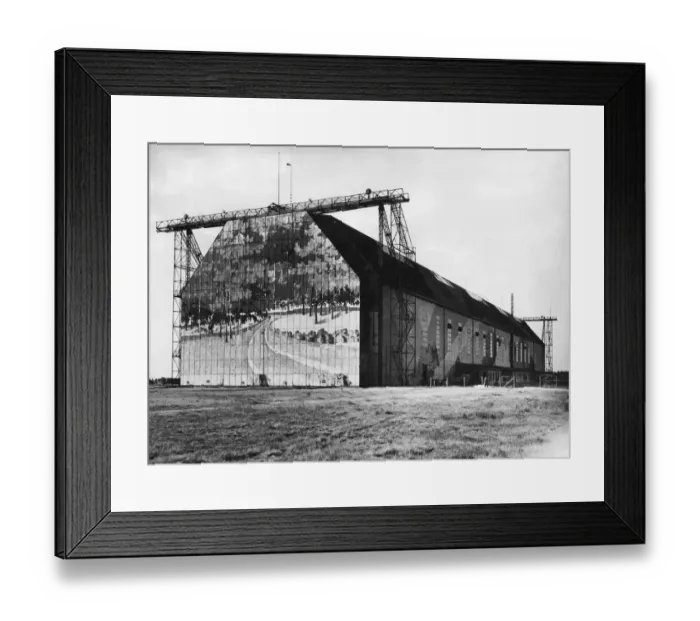 Framed Print : Airship Hangar in 1918 with Huge Landscape Artwork Paint? Framed Print : Airship Hangar in 1918 with Huge Landscape Artwork Paint?