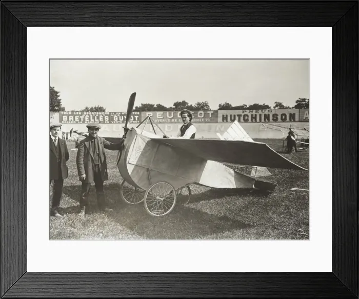 Framed Print : Men Standing and Pilot Sitting in the Cockpit of an Airc? Framed Print : Men Standing and Pilot Sitting in the Cockpit of an Airc?
