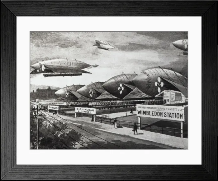 Framed Print : The Grand Terminus Future-Concept with Airships and a S? Framed Print : The Grand Terminus Future-Concept with Airships and a S?