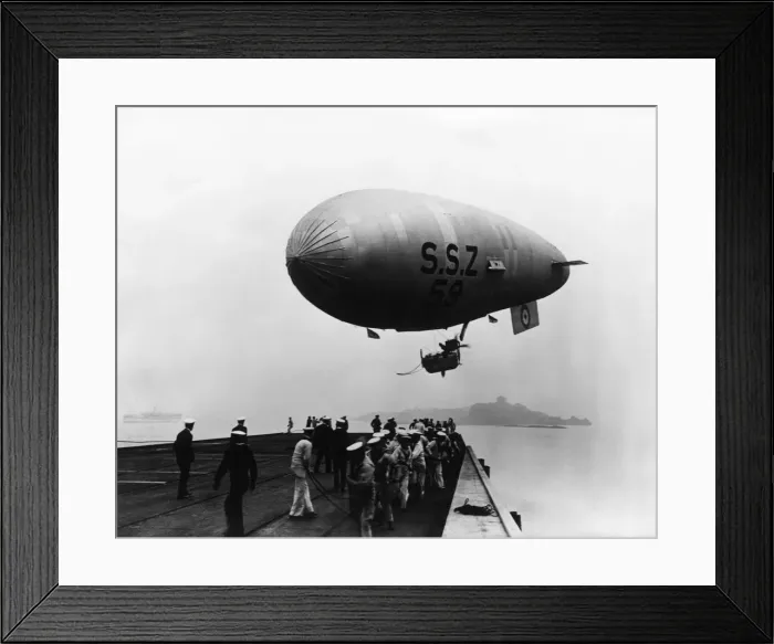 Framed Print : Ssz59 Airship Flying Towards a Ship for Landing Framed Print : Ssz59 Airship Flying Towards a Ship for Landing