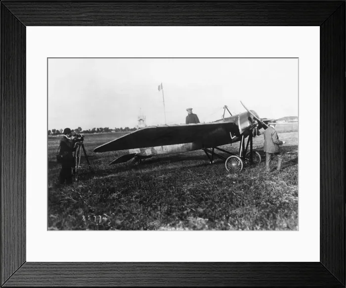 Framed Print : Morane-Soulnier Type G Parked with a Pilot Posing for a ? Framed Print : Morane-Soulnier Type G Parked with a Pilot Posing for a ?