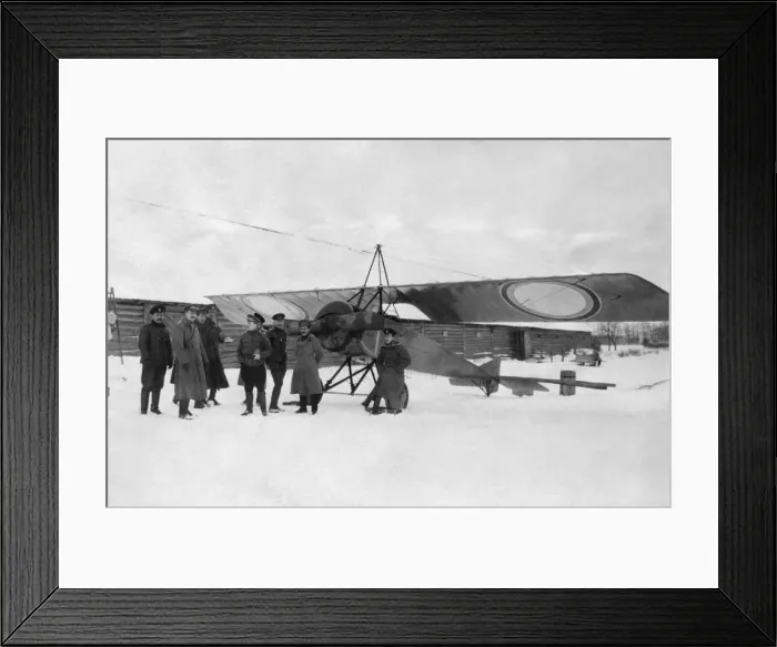 Framed Print : Morane-Soulnier Type L Parasol Parked on Snow at the Rus? Framed Print : Morane-Soulnier Type L Parasol Parked on Snow at the Rus?