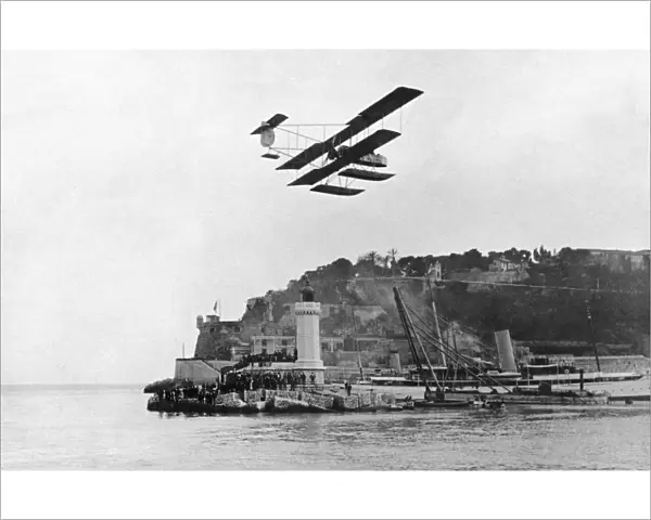 Morane-Soulnier Biplane Seaplane Flying over Crowds at t?