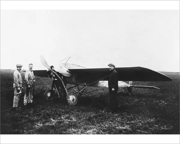 Morane-Soulnier Monoplane Parked with Engineers