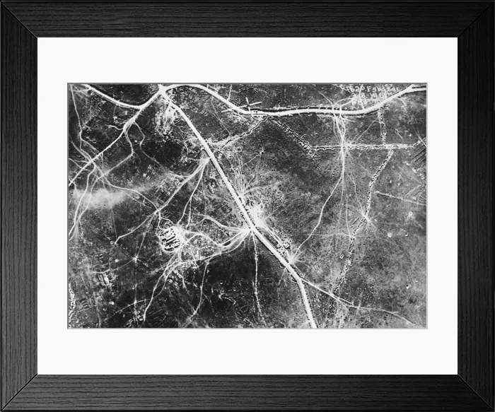 Framed Print : Vertical Photograph of Bombs Dropping During WW1 Aerial-?