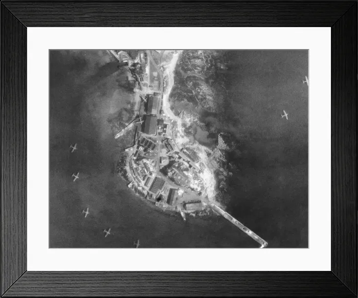 Framed Print : Vertical Aerial Photograph of Flying-Boats and Hangars a? Framed Print : Vertical Aerial Photograph of Flying-Boats and Hangars a?