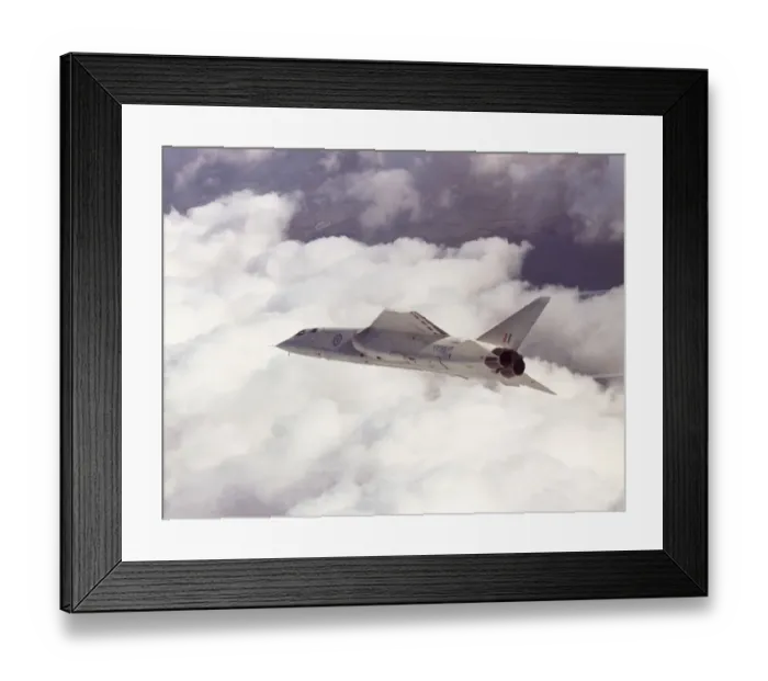 Framed Print : BAC TSR-2. Bac TSR-2 Supersonic Jet-Bomber Aircraft flying above cloud Date: 1960s
