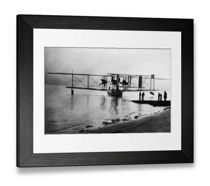 Framed Print : Curtiss Nc-1 Seaplane Parked on Water / Beach Framed Print : Curtiss Nc-1 Seaplane Parked on Water / Beach
