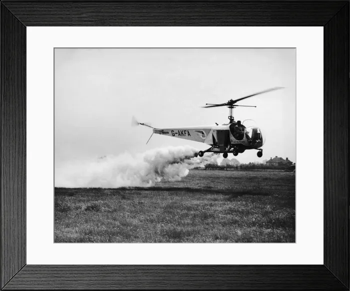 Framed Print : Bell 47B3. Bea Helicopters Bell 47B3 Early Model Flying During Experimental Framed Print : Bell 47B3. Bea Helicopters Bell 47B3 Early Model Flying During Experimental