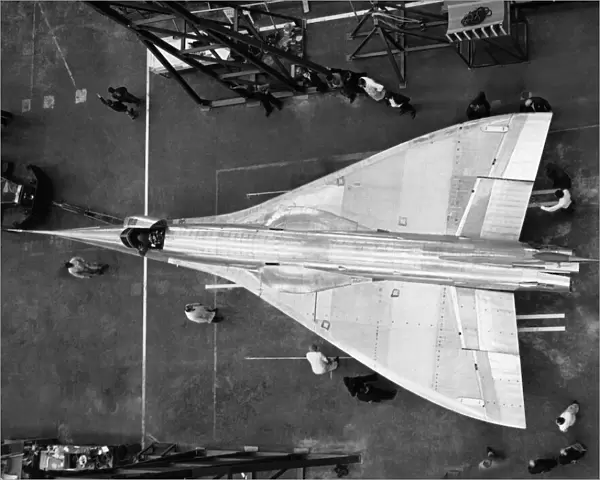 Bac 221 Supersonic Prototype in 1964 in a Hangar at Filt?