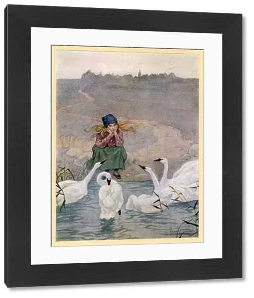 Esmilda consoled by sympathetic swans