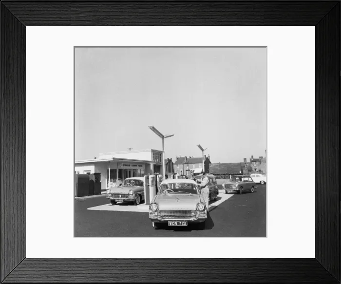 Framed Print : Cars at a Petrol Station Framed Print : Cars at a Petrol Station
