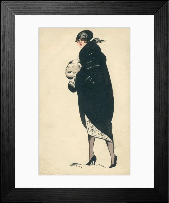 Framed Print : French Fashions - hand drawn / painted postcard Framed Print : French Fashions - hand drawn / painted postcard