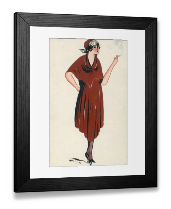 Framed Print : French Fashions - hand drawn / painted postcard Framed Print : French Fashions - hand drawn / painted postcard