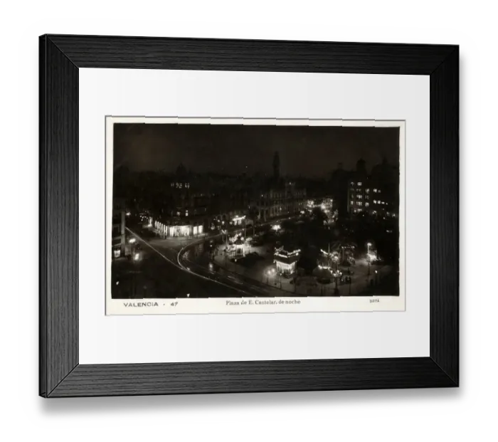Framed Print : Barcelona, Spain at night - Plaza de E. Castelar Framed Print : Barcelona, Spain at night - Plaza de E. Castelar