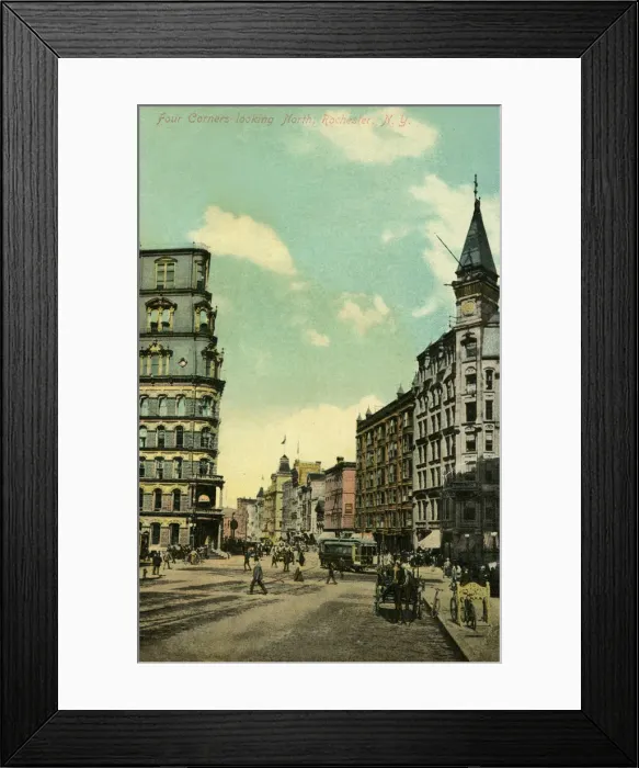 Framed Print : Four Corners, looking North, Rochester, NY State, USA Framed Print : Four Corners, looking North, Rochester, NY State, USA