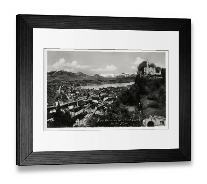 Framed Print : Switzerland - Lucerne - Hotel Restaurant Gutsch & Furnicular