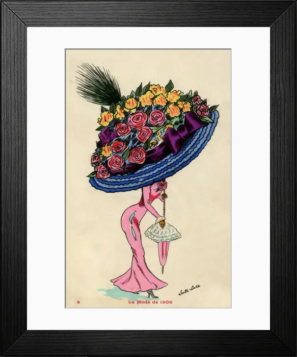 Framed Print : Girl in bright pink dress with ENORMOUS hat Framed Print : Girl in bright pink dress with ENORMOUS hat
