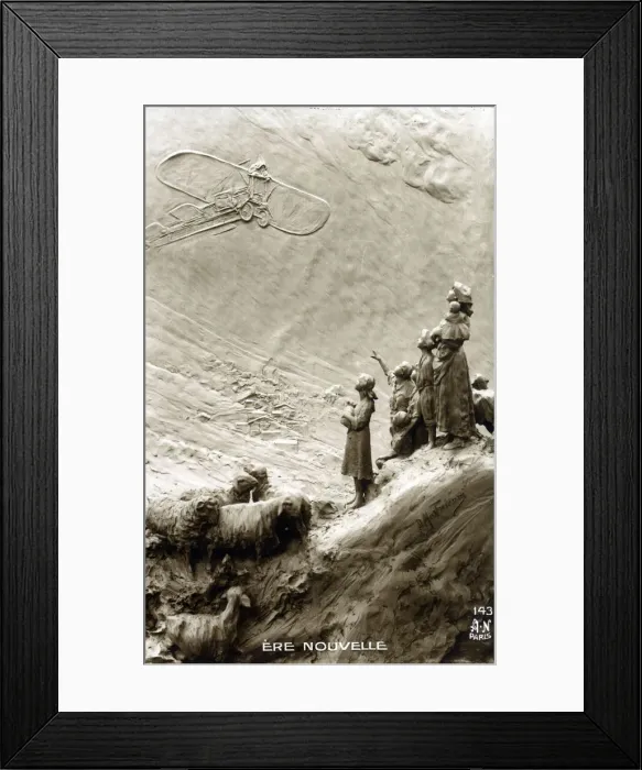 Framed Print : A relief sculpture depicting the new era of powered flight Framed Print : A relief sculpture depicting the new era of powered flight