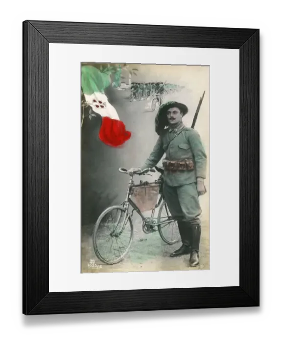 Framed Print : WW1 - Italy - A cycling sharpshooter - Bersaglieri Framed Print : WW1 - Italy - A cycling sharpshooter - Bersaglieri