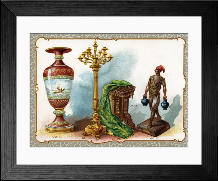 Framed Print : Catalogue illustration, vase, embroidery, statue, etc Framed Print : Catalogue illustration, vase, embroidery, statue, etc