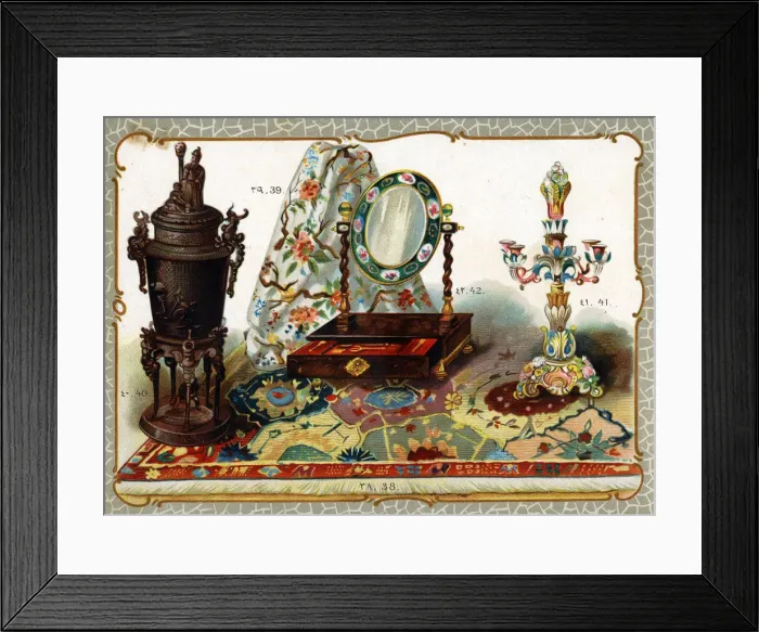 Framed Print : Catalogue illustration, carpet, embroidery, vase, etc Framed Print : Catalogue illustration, carpet, embroidery, vase, etc
