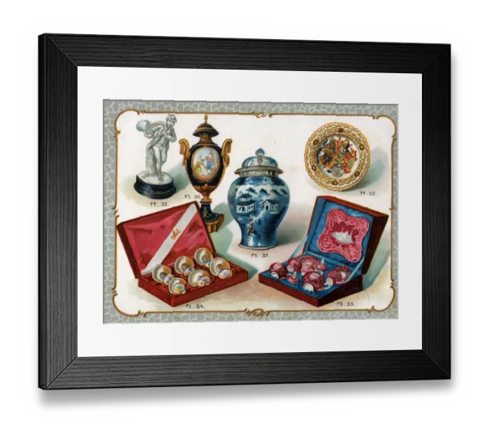 Framed Print : Catalogue illustration, Sevres ornaments, tea set, etc Framed Print : Catalogue illustration, Sevres ornaments, tea set, etc