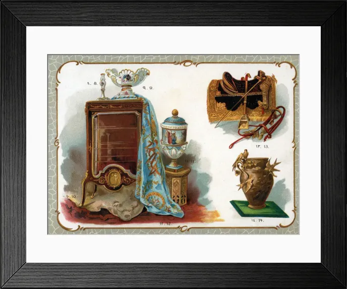 Framed Print : Catalogue illustration, cabinet, embroidered cover, etc Framed Print : Catalogue illustration, cabinet, embroidered cover, etc