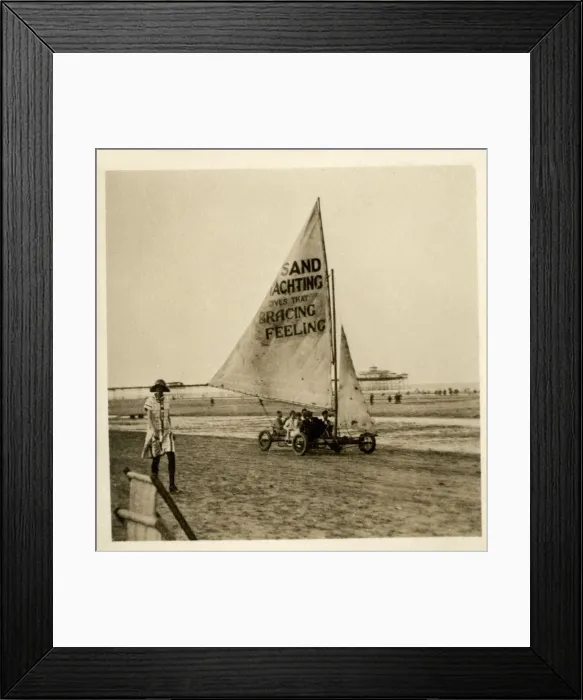 Framed Print : Sand Yachting gives that Bracing Feeling - Seaside resort Framed Print : Sand Yachting gives that Bracing Feeling - Seaside resort