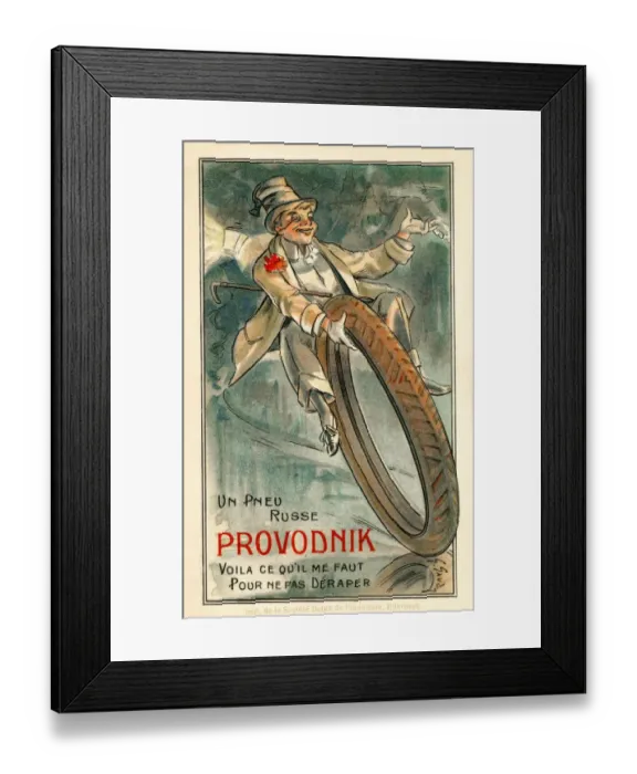 Framed Print : Advertising Russian Pneumatic Tyres in Belgium Framed Print : Advertising Russian Pneumatic Tyres in Belgium