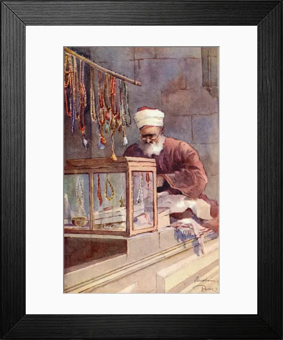 Framed Print : Vendor of Turkish chaplets in a Bazaar Framed Print : Vendor of Turkish chaplets in a Bazaar