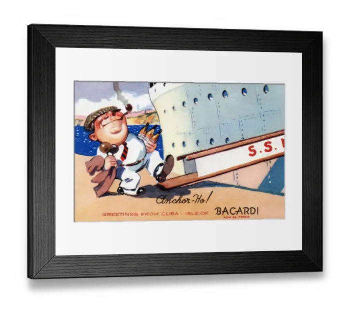 Framed Print : Advertising postcard for Bacardi Rum from Cuba Framed Print : Advertising postcard for Bacardi Rum from Cuba
