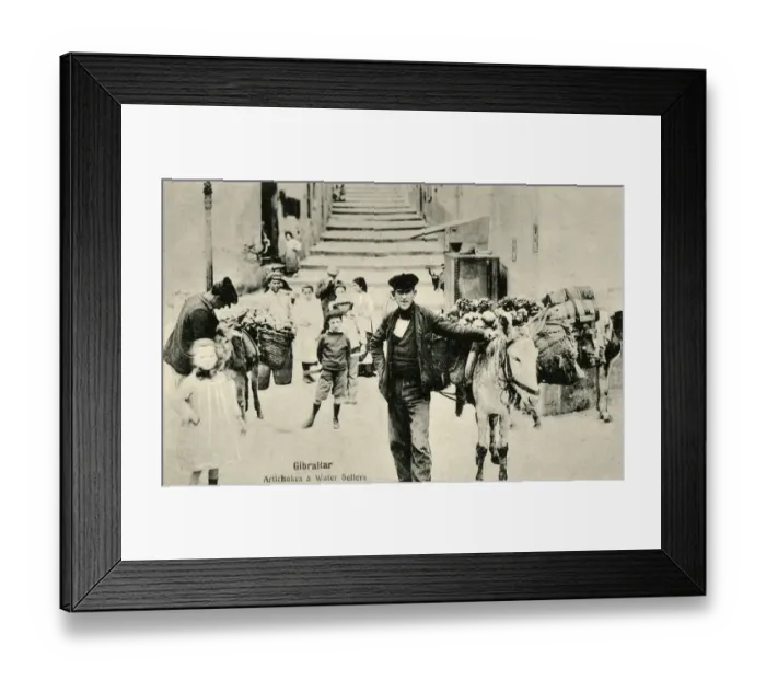 Framed Print : Artichoke and Water Sellers - Streets of Gibraltar Framed Print : Artichoke and Water Sellers - Streets of Gibraltar