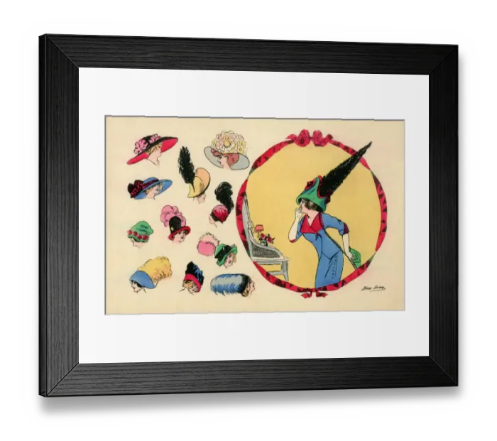 Framed Print : Variety of Fashionable headwear in the 1910s Framed Print : Variety of Fashionable headwear in the 1910s
