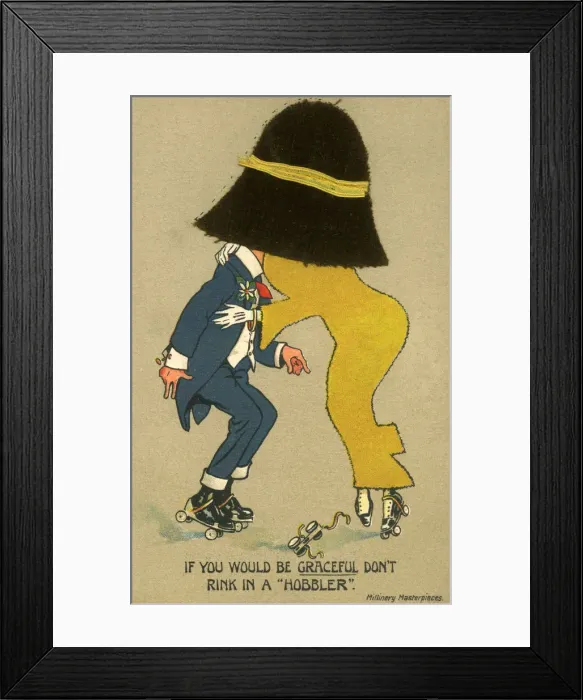 Framed Print : Fashion for large hats, roller skating and hobble skirts Framed Print : Fashion for large hats, roller skating and hobble skirts