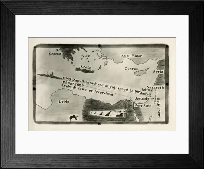 Framed Print : Route through the Mediterranean of the HMS Ramillies Framed Print : Route through the Mediterranean of the HMS Ramillies