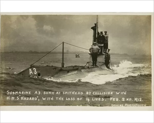 Submarine A3 - sunk at Spithead in collision with HMS Hazard