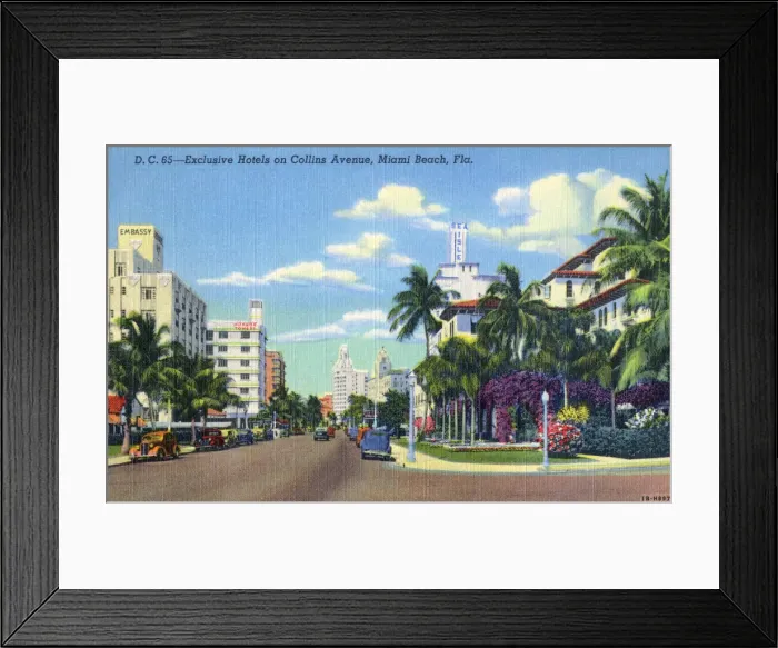 Framed Print : Miami Beach, Florida, USA - Hotels on Collins Avenue Framed Print : Miami Beach, Florida, USA - Hotels on Collins Avenue