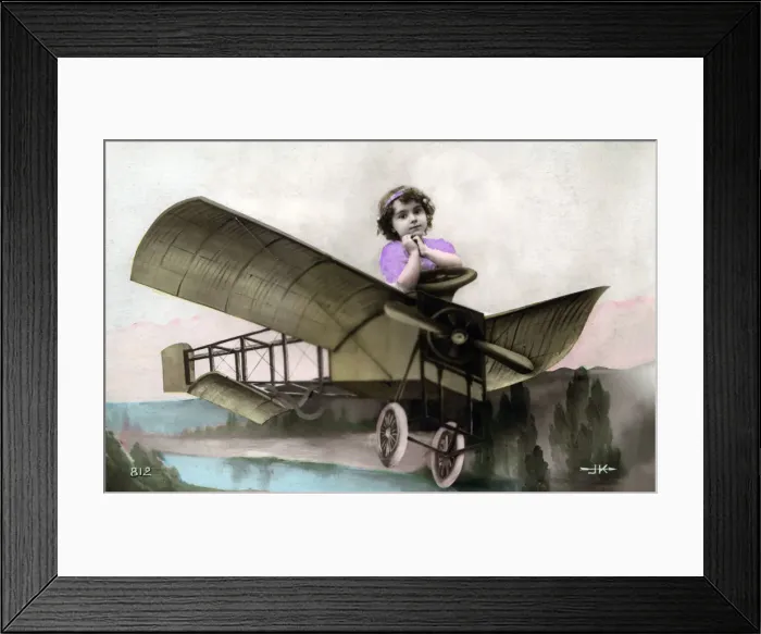 Framed Print : French Aeroplane Fantasy card of circa 1915 Framed Print : French Aeroplane Fantasy card of circa 1915