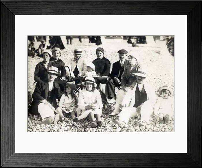 Framed Print : French Extended Family on the Beach - Le Treport, Normandy Framed Print : French Extended Family on the Beach - Le Treport, Normandy