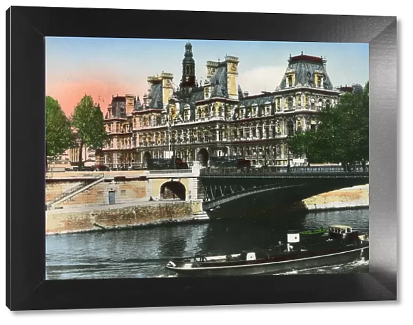 Paris, France - L Hotel de Ville and pont D Arcole