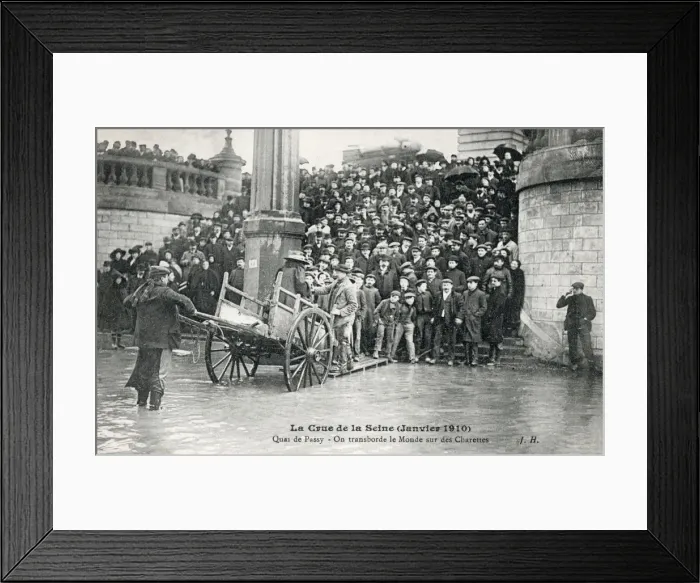Framed Print : Floods in Paris, France - Quai de Passy - Transport by Cart Framed Print : Floods in Paris, France - Quai de Passy - Transport by Cart