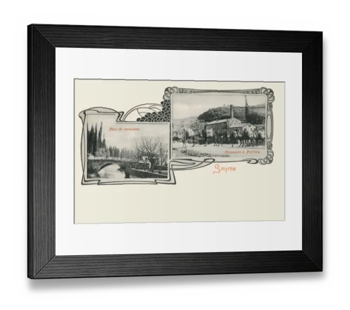 Framed Print : Two inset views of Izmir, Turkey - Art Nouveau framing Framed Print : Two inset views of Izmir, Turkey - Art Nouveau framing