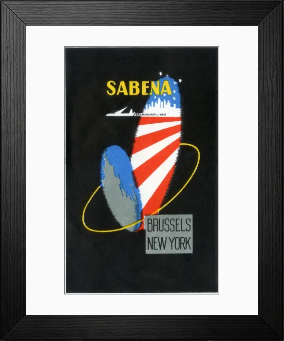 Framed Print : Travel Luggage Label for Sabena Belgian Air Lines Framed Print : Travel Luggage Label for Sabena Belgian Air Lines