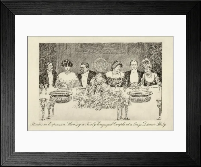 Framed Print : Newly Engaged couple at a large Dinner Party Framed Print : Newly Engaged couple at a large Dinner Party